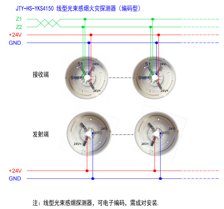 JTY-HS-YKS4150 线型光束感烟火灾探测器接线图