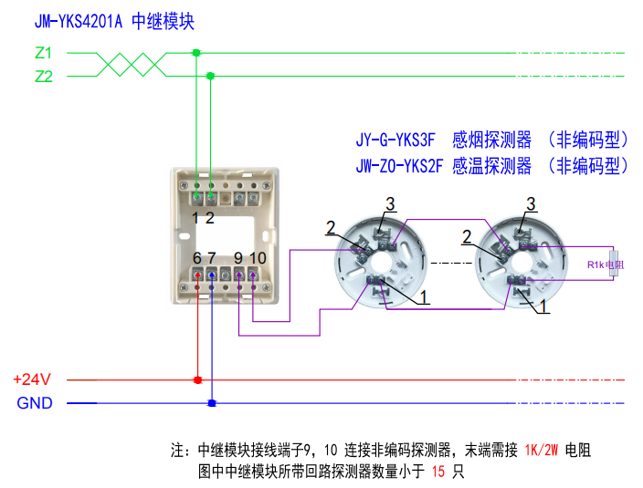 JM-YKS4201A中继模块接线图