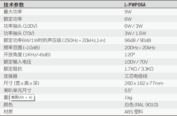 L-PWP06A ABS壁挂扬声器
