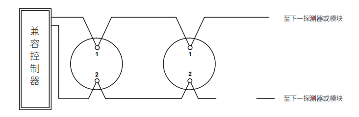 HD200HD智能感温火灾探测器接线示意图