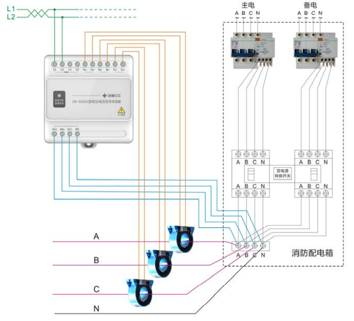 DK-5202S三相四线电压/电流传感器接线图