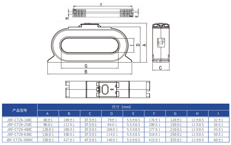 JBF-CTZ6系列方孔铜排剩余电流互感器