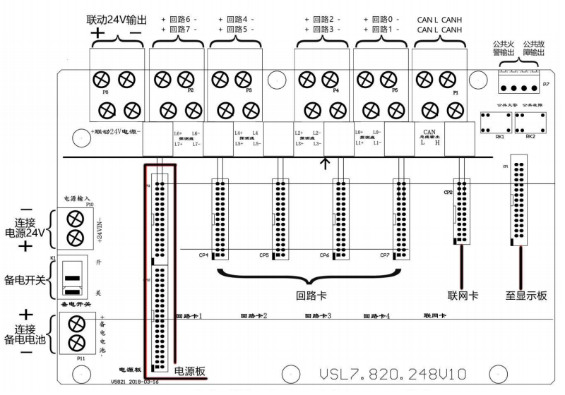 V5821防火门监控器接线端子定义