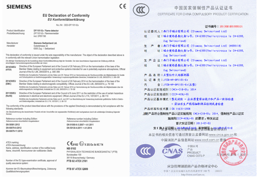 DF1101-Ex火焰探测器认证证书