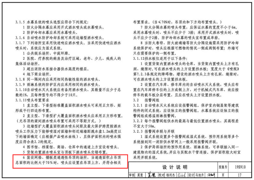 网格、栅板类通透性吊顶，洒水喷头上喷下喷如何做