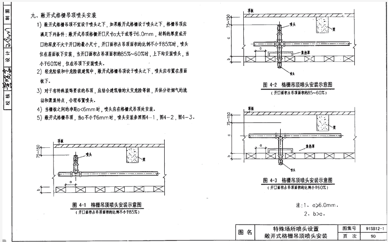 网格、栅板类通透性吊顶，洒水喷头上喷下喷如何做