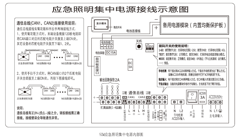 M-D-0.05/0.075/0.1KVA-36V集中电源接线示意图50W