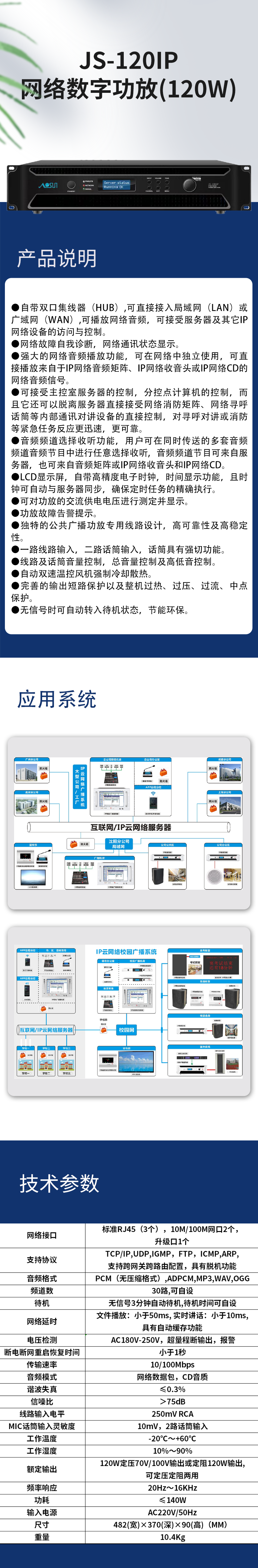 JS-120IP网络数字功放(120W)