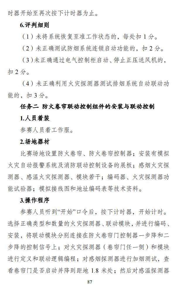 第二届全国消防行业职业技能大赛技术文件之消防设施操作员竞赛项目技术细则