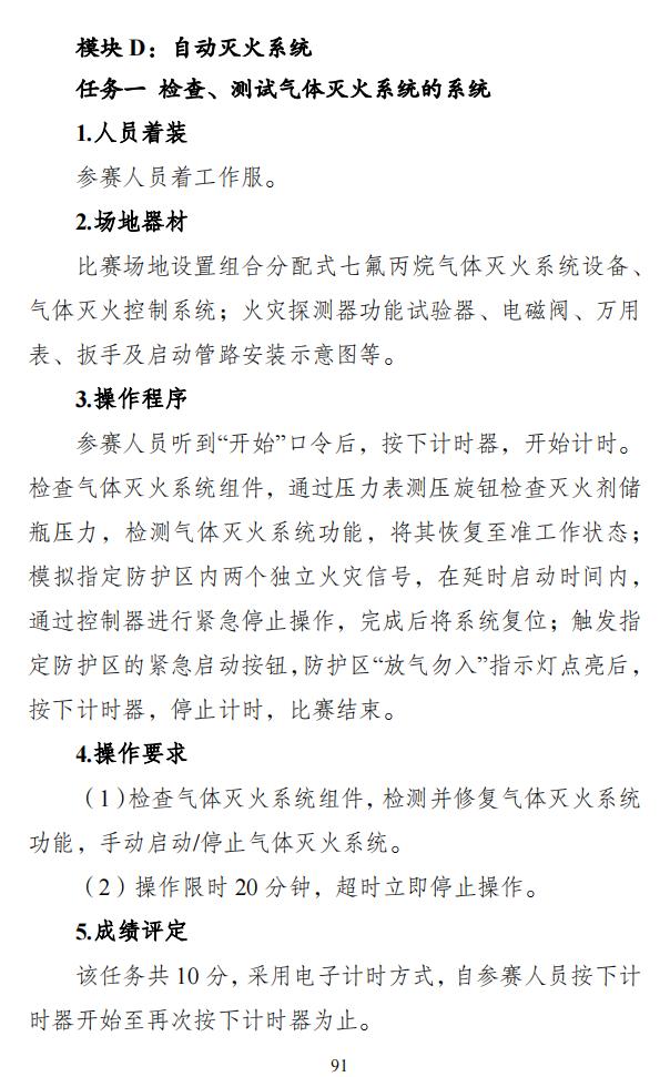 第二届全国消防行业职业技能大赛技术文件之消防设施操作员竞赛项目技术细则