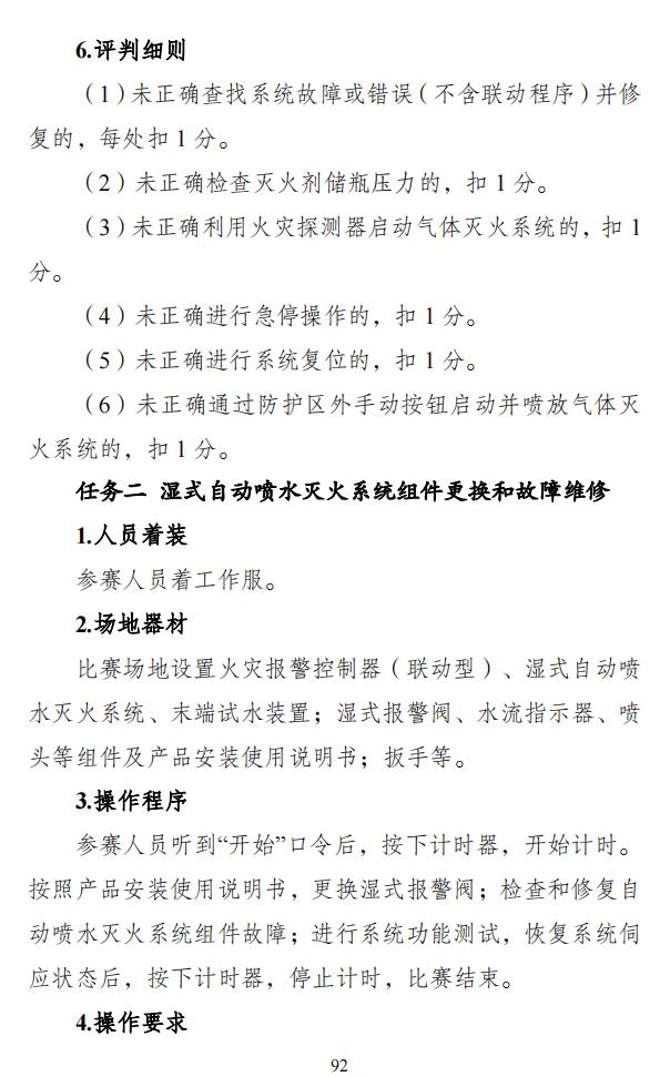 第二届全国消防行业职业技能大赛技术文件之消防设施操作员竞赛项目技术细则