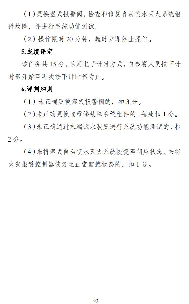 第二届全国消防行业职业技能大赛技术文件之消防设施操作员竞赛项目技术细则