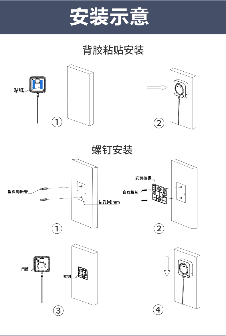 JT-DH-HY-GA4NA可燃气体探测器安装示意