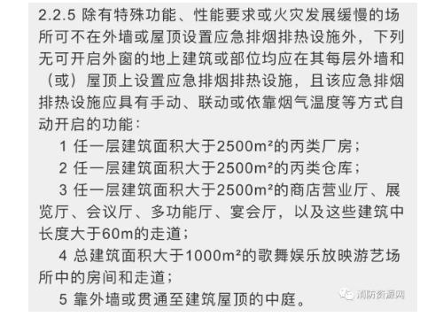 应急排烟排热设施的设置要求