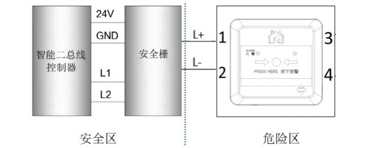 J-SAP-M-A62-Ex本安型防爆手动火灾报警按钮接线图