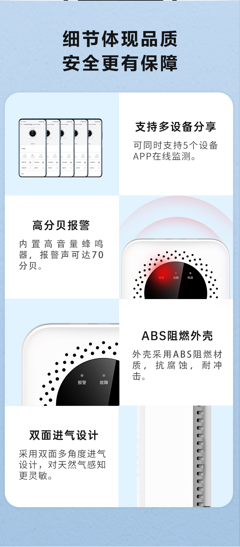 JT-DH-HY-GA4FA-O鸿蒙智联L家用可燃气体探测器细节展示