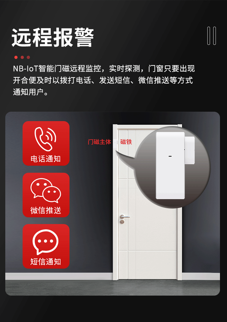 LZ-8652NB智能无线门磁远程报警功能