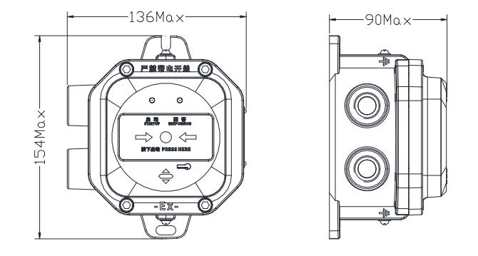 J-SAP-M-A63G-Ex防爆型消火栓按钮外观尺寸