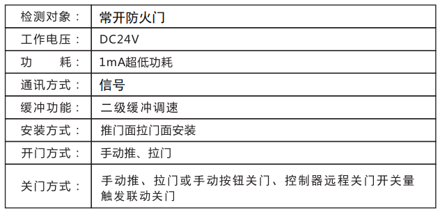 JD-M65一体式闭门器技术参数