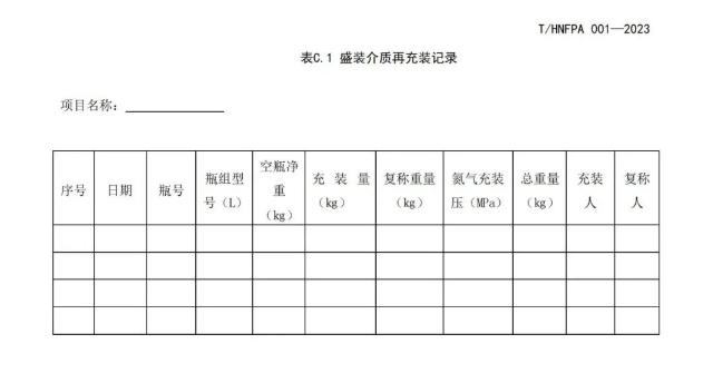 T/HNFPA 001-2023《固定灭火系统用瓶组维护保养检测技术规程》团体标准附录