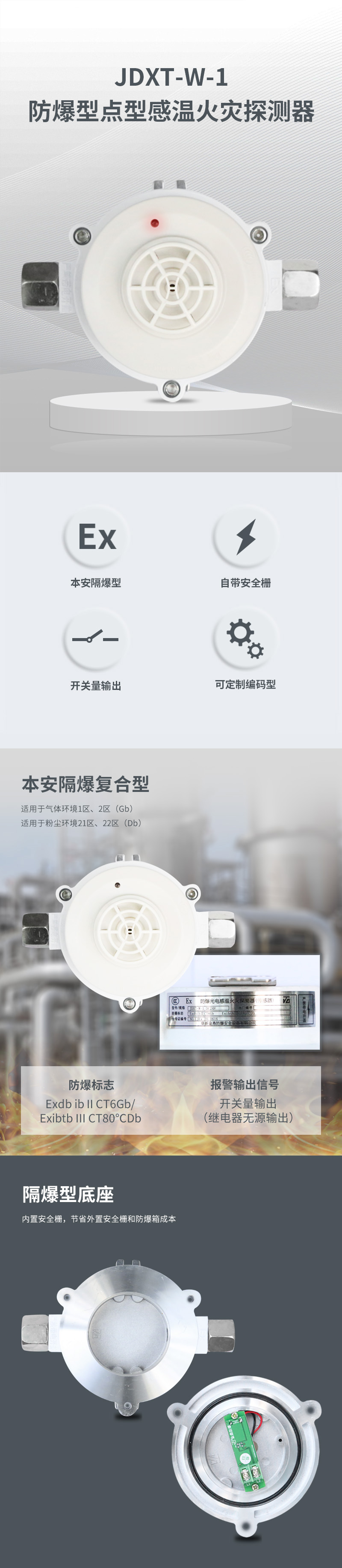 JDXT-W-1防爆型点型感温火灾探测器1