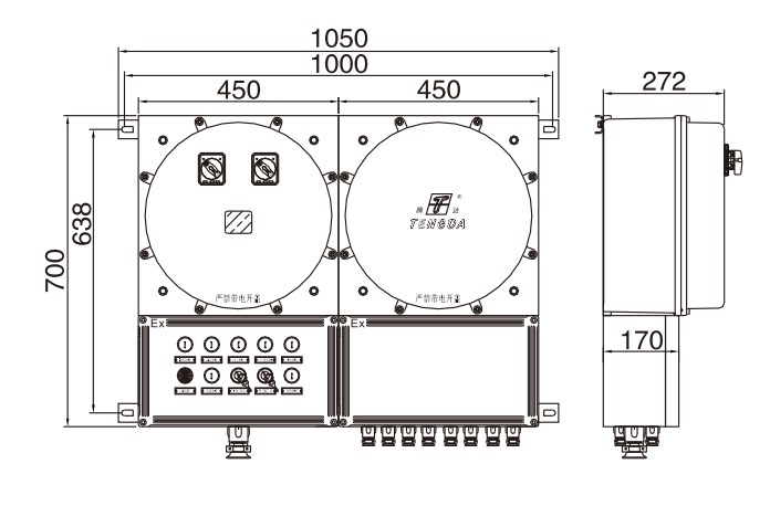 TD-D-1KVA-Ex-BXM53集中电源外形尺寸