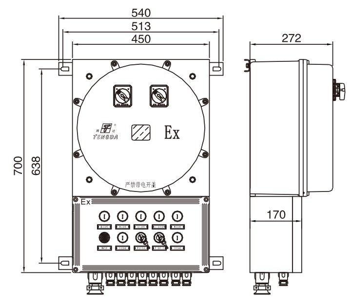 TD-D-0.6KVA-Ex-BXM53集中电源外形尺寸