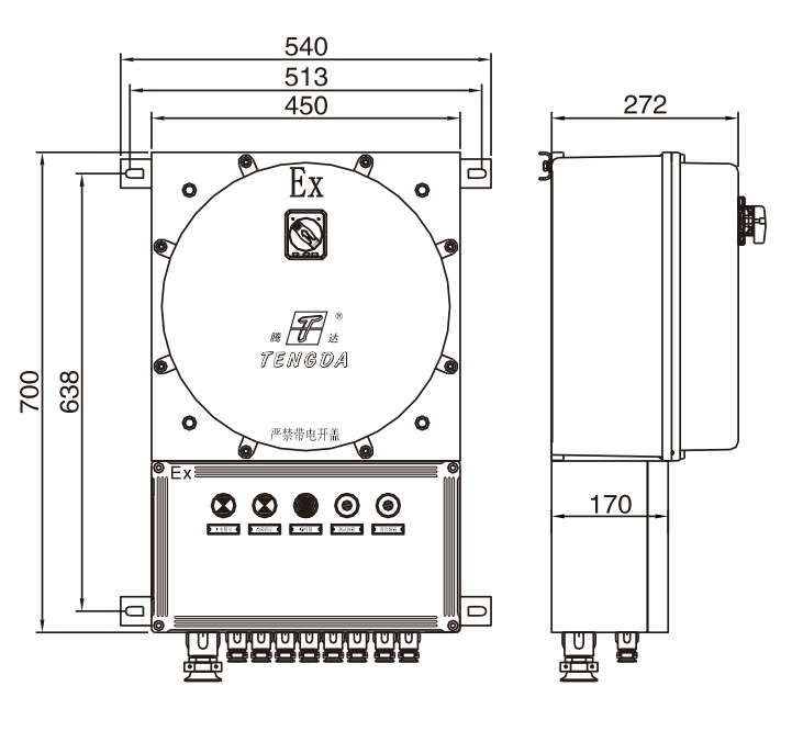 TD-FP-0.3KVA-Ex-BXM53外形尺寸