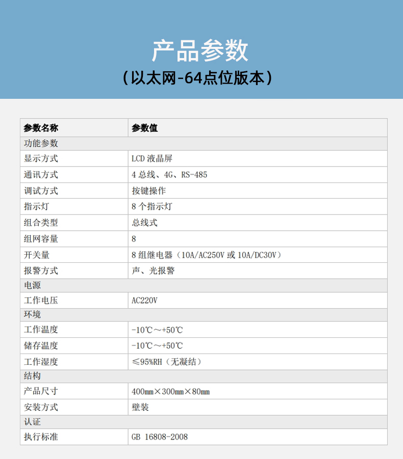 GT-ABH9100总线型气体报警控制器以太网版技术参数