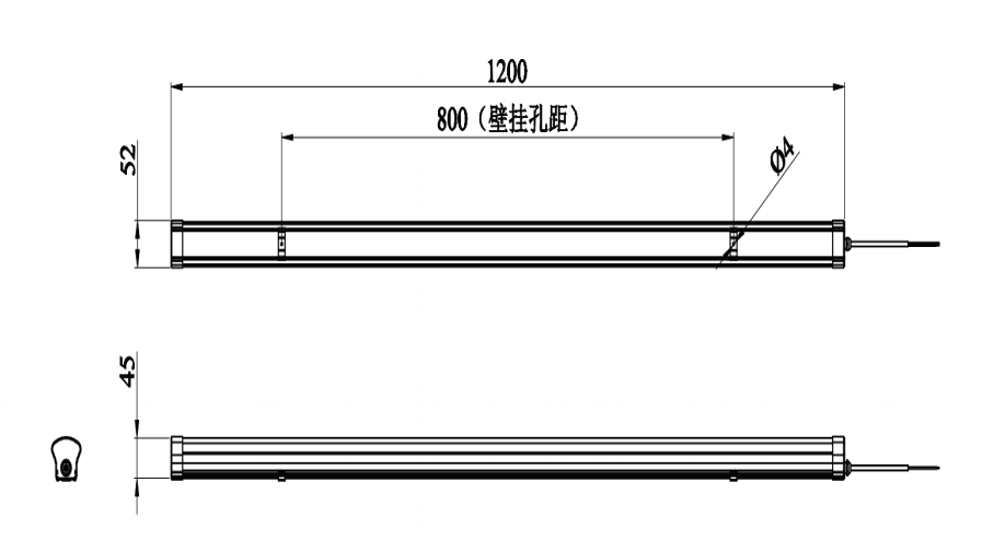 J-ZFJC-E12W-17Z5LA集中电源集中控制型消防应急照明灯具外形尺寸图