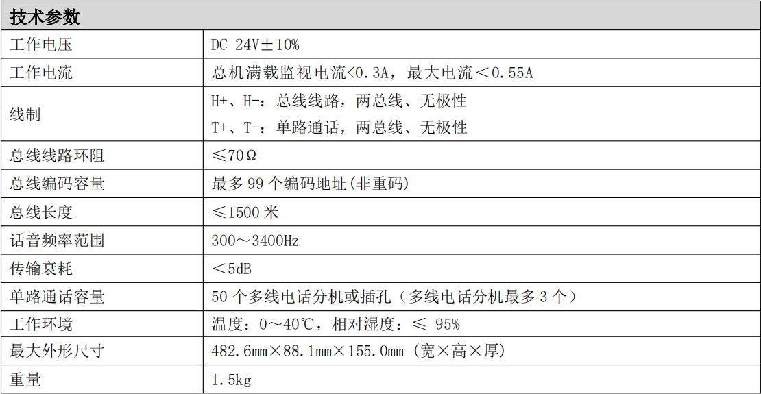 HY6312总线消防电话总机
