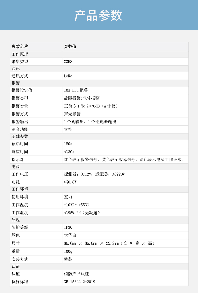 JY-DH-HY-GB4LA家用可燃气体探测器技术参数