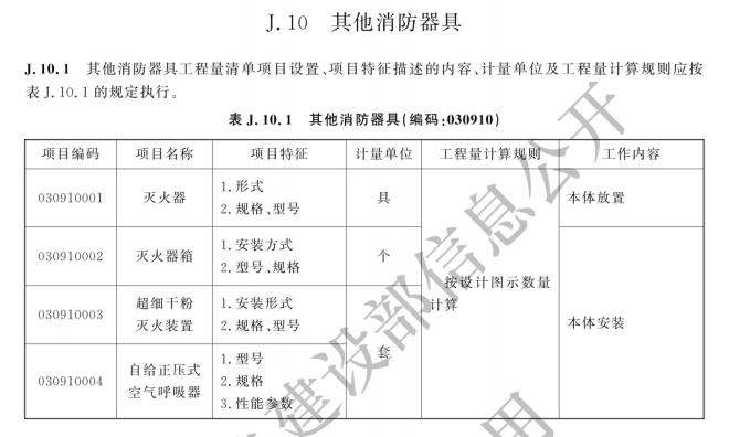 消防工程工程量計算新標準