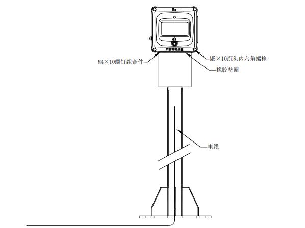 J-SAM-GST9116手动火灾报警按钮立柱式安装示意图