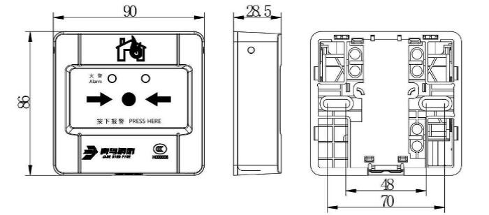 J-SAP-JBF4121B手动火灾报警按钮外形尺寸
