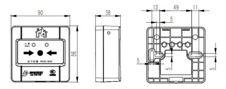 J-SAP-JBF5121手动火灾报警按钮尺寸