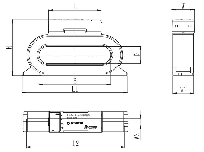 JBF62E-100C组合式电气火灾监控探测器外形尺寸