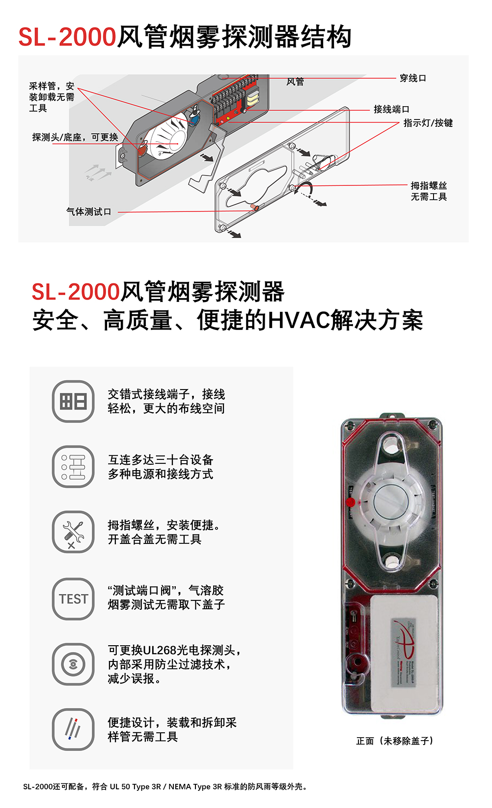 SL-2000-P风管烟雾探测器功能特点