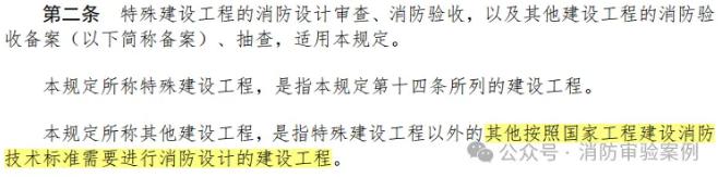 不需办理住建消防审验的六大类工程