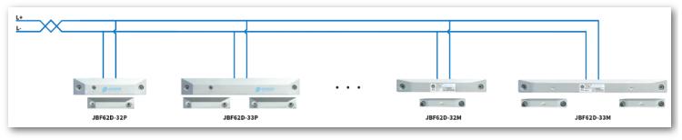 一体式门磁开关JBF62D-32P、JBF62D-33P、JBF62D-32M、JBF62D-33M接线图