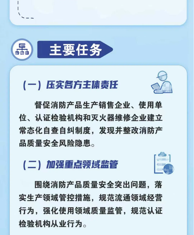 消防产品质量安全全链条整治工作主要任务