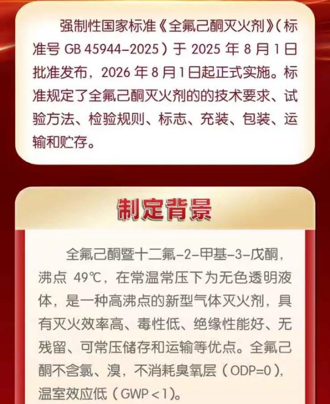GB45944-2025《全氟己酮灭火剂》规范介绍