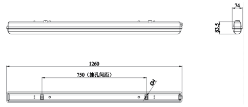 KW-ZFZC-E12W-7006L应急照明条管灯